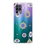 PrintiFy Oppo Reno 5 Lite ile Uyumlu 1mm Slim Fit Nazar Boncuğu 5 Baskılı Şeffaf Kılıf
