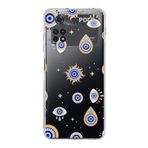 PrintiFy Poco M4 Pro 4G ile Uyumlu Nazar Boncuğu 5 Baskılı Kamera Korumalı Şeffaf Silikon Kılıf