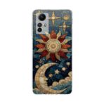 PrintiFy Redmi Note 12S ile Uyumlu Vitray Sol ve Luna Tasarımlı Şeffaf Silikon Kılıf