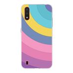 PrintiFy Samsung Galaxy A01 ile Uyumlu Kapak Renk Cümbüşü B Mor Tasarımlı 1mm Fit Şeffaf Silikon Kılıf