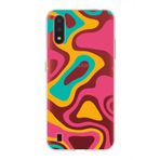 PrintiFy Samsung Galaxy A01 ile Uyumlu Kapak Renkli Desen B Turuncu Tasarımlı 1mm Fit Şeffaf Silikon Kılıf