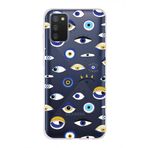 PrintiFy Samsung Galaxy A02s ile Uyumlu 1mm Slim Fit Nazar Boncuğu 2 Baskılı Şeffaf Kılıf