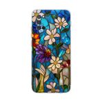 PrintiFy Samsung Galaxy A02s ile Uyumlu Vitray Mavi Bahar Tasarımlı Şeffaf Silikon Kılıf