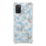 Printify Samsung Galaxy A02S Uyumlu Köşe Korumalı Antişok Kapak Floral Mavi Tasarımlı Şeffaf Kılıf