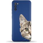 Printify Samsung Galaxy A02S Uyumlu Lansman Kılıf Catface Tasarımlı Içi Kadife Kapak-Lacivert