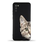 Printify Samsung Galaxy A02S Uyumlu Lansman Kılıf Catface Tasarımlı Içi Kadife Kapak-Siyah