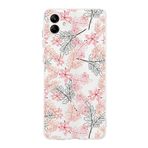 PrintiFy Samsung Galaxy A04 ile Uyumlu Kapak Floral Kırmızı Tasarımlı 1mm Fit Şeffaf Silikon Kılıf