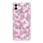 PrintiFy Samsung Galaxy A04 ile Uyumlu Kapak Floral Pembe Tasarımlı 1mm Fit Şeffaf Silikon Kılıf