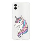 PrintiFy Samsung Galaxy A04 ile Uyumlu Kapak Unicorn Tasarımlı 1mm Fit Şeffaf Silikon Kılıf