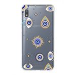 PrintiFy Samsung Galaxy A10 ile Uyumlu 1mm Slim Fit Nazar Boncuğu 5 Baskılı Şeffaf Kılıf