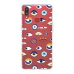 PrintiFy Samsung Galaxy A10s ile Uyumlu 1mm Slim Fit Nazar Boncuğu 2 Baskılı Şeffaf Kılıf