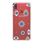 PrintiFy Samsung Galaxy A10s ile Uyumlu 1mm Slim Fit Nazar Boncuğu 5 Baskılı Şeffaf Kılıf