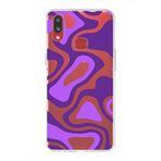 PrintiFy Samsung Galaxy A10s ile Uyumlu Kapak Renkli Desen F Mor Tasarımlı 1mm Fit Şeffaf Silikon Kılıf