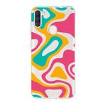 PrintiFy Samsung Galaxy A11 ile Uyumlu Kapak Renkli Desen B Turuncu Tasarımlı 1mm Fit Şeffaf Silikon Kılıf