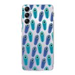 PrintiFy Samsung Galaxy A14 ile Uyumlu 1mm Slim Fit Nazar Boncuğu 4 Baskılı Şeffaf Kılıf