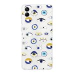 PrintiFy Samsung Galaxy A15 ile Uyumlu 1mm Slim Fit Nazar Boncuğu 2 Baskılı Şeffaf Kılıf