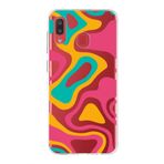 PrintiFy Samsung Galaxy A20 ile Uyumlu Kapak Renkli Desen B Turuncu Tasarımlı 1mm Fit Şeffaf Silikon Kılıf