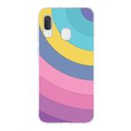 PrintiFy Samsung Galaxy A20E ile Uyumlu Kapak Renk Cümbüşü B Mor Tasarımlı 1mm Fit Şeffaf Silikon Kılıf