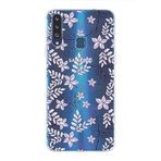 PrintiFy Samsung Galaxy A20S ile Uyumlu Kapak Floral Lila Tasarımlı 1mm Fit Şeffaf Silikon Kılıf