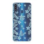 PrintiFy Samsung Galaxy A20S ile Uyumlu Kapak Floral Mavi Tasarımlı 1mm Fit Şeffaf Silikon Kılıf
