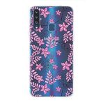 PrintiFy Samsung Galaxy A20S ile Uyumlu Kapak Floral Pembe Tasarımlı 1mm Fit Şeffaf Silikon Kılıf
