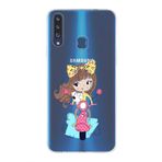 PrintiFy Samsung Galaxy A20S ile Uyumlu Kapak Vespagirl Tasarımlı 1mm Fit Şeffaf Silikon Kılıf