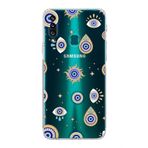 PrintiFy Samsung Galaxy A20S ile Uyumlu Nazar Boncuğu 5 Kamera Korumalı Şeffaf Silikon Kılıf