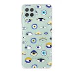 PrintiFy Samsung Galaxy A22 ile Uyumlu 1mm Slim Fit Nazar Boncuğu 2 Baskılı Şeffaf Kılıf