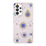 PrintiFy Samsung Galaxy A23 ile Uyumlu 1mm Slim Fit Nazar Boncuğu 5 Baskılı Şeffaf Kılıf