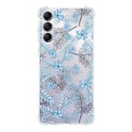 PrintiFy Samsung Galaxy A25 Uyumlu Köşe Korumalı Antişok Kapak Floral Mavi Tasarımlı Şeffaf Silikon Kılıf