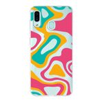 PrintiFy Samsung Galaxy A30 ile Uyumlu Kapak Renkli Desen B Turuncu Tasarımlı 1mm Fit Şeffaf Silikon Kılıf