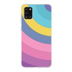 PrintiFy Samsung Galaxy A31 ile Uyumlu Kapak Renk Cümbüşü B Mor Tasarımlı 1mm Fit Şeffaf Silikon Kılıf