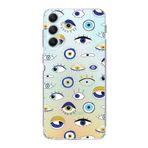 PrintiFy Samsung Galaxy A34 ile Uyumlu 1mm Slim Fit Nazar Boncuğu 2 Baskılı Şeffaf Kılıf