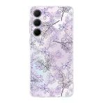 Printify Samsung Galaxy A35 İle Uyumlu Kamera Korumalı Floral Lila Tasarımlı Şeffaf Silikon Kılıf