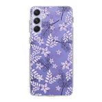 PrintiFy Samsung Galaxy A54 ile Uyumlu Kapak Floral Lila Tasarımlı 1mm Fit Şeffaf Silikon Kılıf