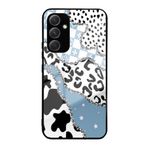 PrintiFy Samsung Galaxy A54 ile Uyumlu Silikon Arkası Cam Kapak Animal Pattern Tasarımlı Cam Kılıf
