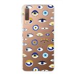 PrintiFy Samsung Galaxy A7 2018 ile Uyumlu 1mm Slim Fit Nazar Boncuğu 2 Baskılı Şeffaf Kılıf