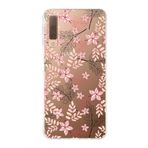 PrintiFy Samsung Galaxy A7 2018 ile Uyumlu Kapak Floral Kırmızı Tasarımlı 1mm Fit Şeffaf Silikon Kılıf