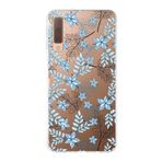 PrintiFy Samsung Galaxy A7 2018 ile Uyumlu Kapak Floral Mavi Tasarımlı 1mm Fit Şeffaf Silikon Kılıf