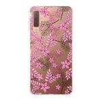 PrintiFy Samsung Galaxy A7 2018 ile Uyumlu Kapak Floral Pembe Tasarımlı 1mm Fit Şeffaf Silikon Kılıf