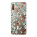 PrintiFy Samsung Galaxy A7 2018 ile Uyumlu Kapak Floral Su Yeşili Tasarımlı 1mm Fit Şeffaf Silikon Kılıf