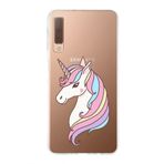 PrintiFy Samsung Galaxy A7 2018 ile Uyumlu Kapak Unicorn Tasarımlı 1mm Fit Şeffaf Silikon Kılıf