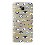 PrintiFy Samsung Galaxy A7 ile Uyumlu 1mm Slim Fit Nazar Boncuğu 2 Baskılı Şeffaf Kılıf