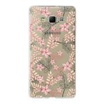PrintiFy Samsung Galaxy A7 ile Uyumlu Kapak Floral Kırmızı Tasarımlı 1mm Fit Şeffaf Silikon Kılıf