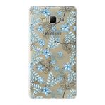 PrintiFy Samsung Galaxy A7 ile Uyumlu Kapak Floral Mavi Tasarımlı 1mm Fit Şeffaf Silikon Kılıf