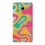 PrintiFy Samsung Galaxy A7 ile Uyumlu Kapak Renkli Desen B Turuncu Tasarımlı 1mm Fit Şeffaf Silikon Kılıf