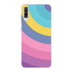 PrintiFy Samsung Galaxy A70 ile Uyumlu Kapak Renk Cümbüşü B Mor Tasarımlı 1mm Fit Şeffaf Silikon Kılıf