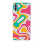 PrintiFy Samsung Galaxy A70s ile Uyumlu Kapak Renkli Desen B Turuncu Tasarımlı 1mm Fit Şeffaf Silikon Kılıf