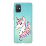 PrintiFy Samsung Galaxy A71 ile Uyumlu Kapak Unicorn Tasarımlı 1mm Fit Şeffaf Silikon Kılıf