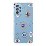 PrintiFy Samsung Galaxy A72 ile Uyumlu 1mm Slim Fit Nazar Boncuğu 5 Baskılı Şeffaf Kılıf